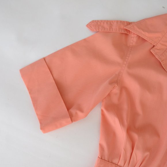 Coral Short Sleeve Jumper Pantsuit 70s Bell Bottoms Leisure Suit - Picture 13 of 16